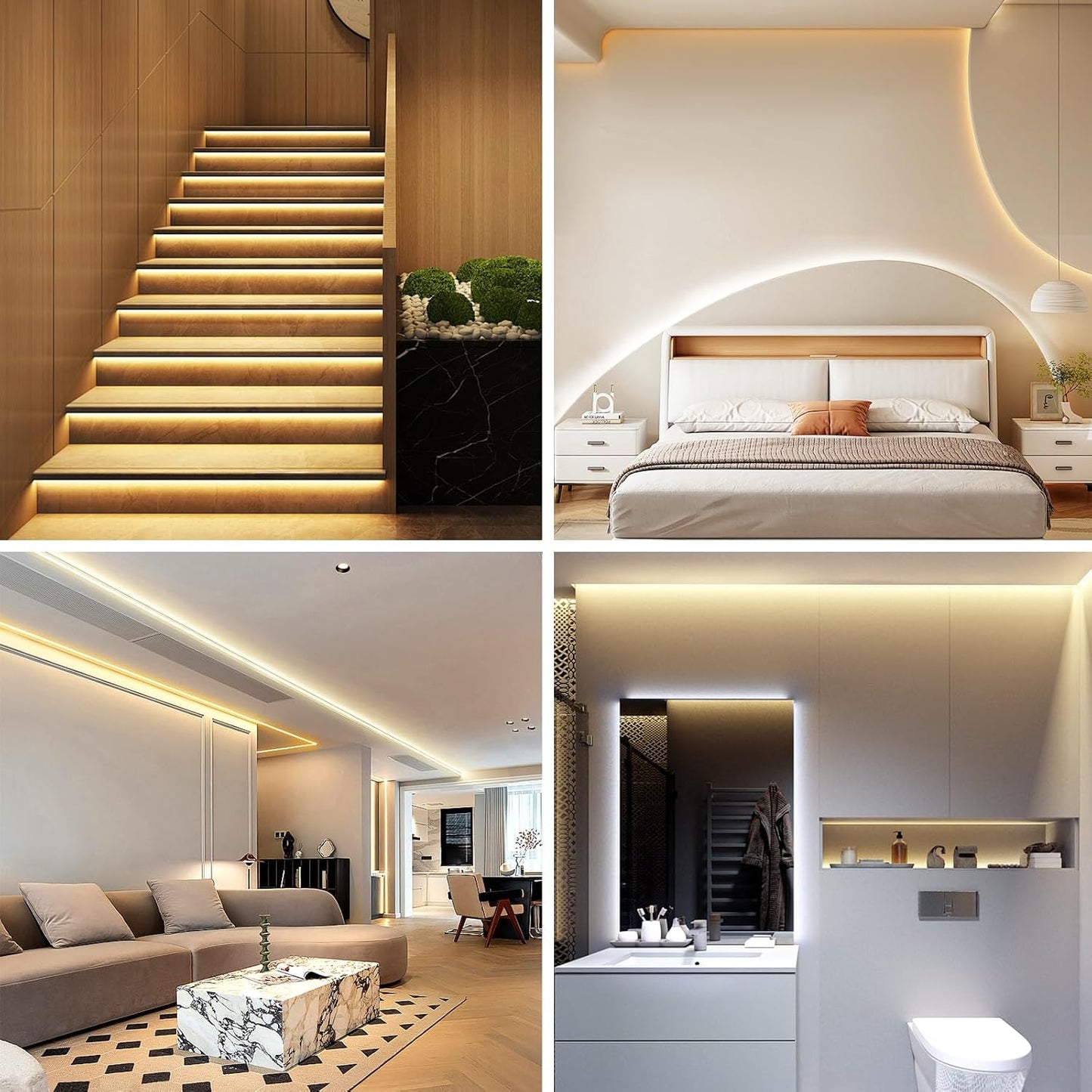 LotusLamp X Smart LED Strip Lights – Cozy Bedroom Ambient Lighting, 100ft Dimmable Tunable White Tape