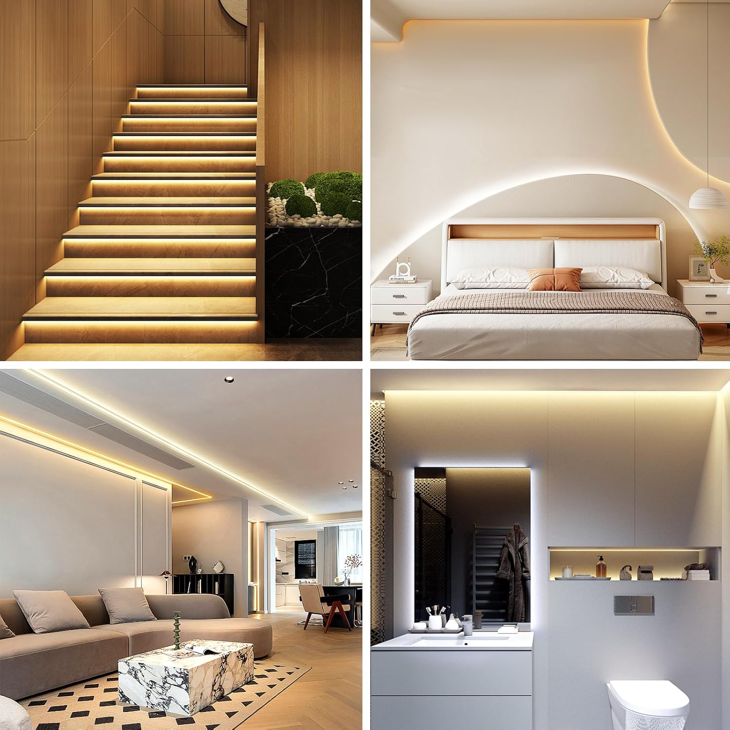 LotusLamp X Smart LED Strip Lights – Cozy Bedroom Ambient Lighting, 100ft Dimmable Tunable White Tape