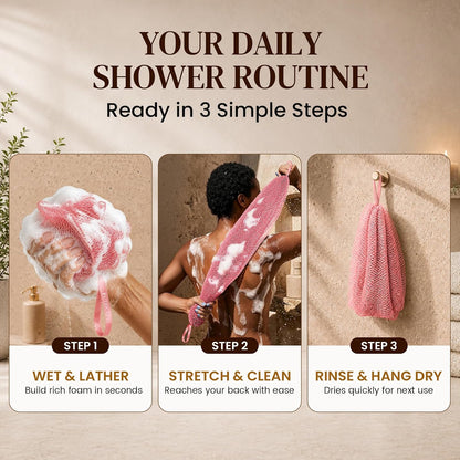 LovAwards 4 Pack African Net Sponge – Simple Neutral Tone Exfoliating Washcloth for Intentional Bathroom Decor