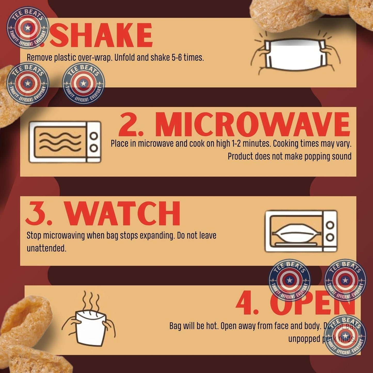 Lowrey's Bacon Curls Microwave Pork Rinds (Chickarrones), Original – Portable Keto Snack for Camping, Road Trips, and Tailgates