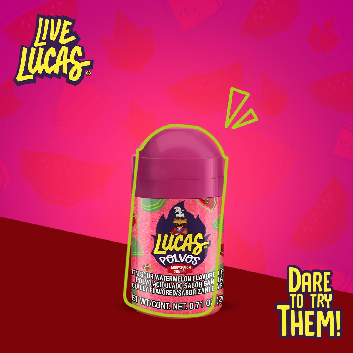 Lucas Powder Watermelon Flavored Candy – Safe Snack for Kids' Piñata Stuffing and Classroom Parties, 10 Pack