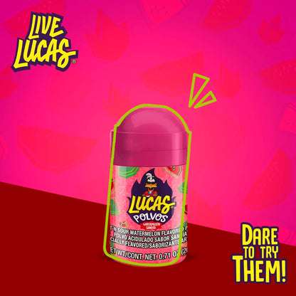 Lucas Powder Watermelon Flavored Candy – Safe Snack for Kids' Piñata Stuffing and Classroom Parties, 10 Pack