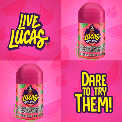 Lucas Powder Watermelon Flavored Candy – Safe Snack for Kids' Piñata Stuffing and Classroom Parties, 10 Pack
