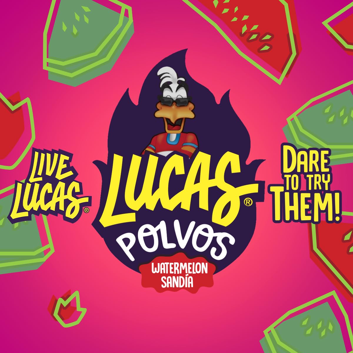 Lucas Powder Watermelon Flavored Candy – Safe Snack for Kids' Piñata Stuffing and Classroom Parties, 10 Pack
