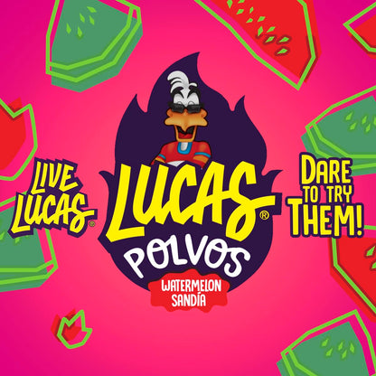 Lucas Powder Watermelon Flavored Candy – Safe Snack for Kids' Piñata Stuffing and Classroom Parties, 10 Pack
