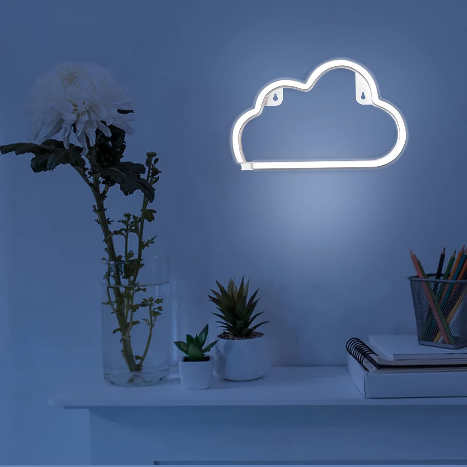 LUCIFER Cloud Neon Sign – Battery Powered Cloud Light for Kids Room Wall Decor, Safe Nursery Night Light with No Heat and No Glass