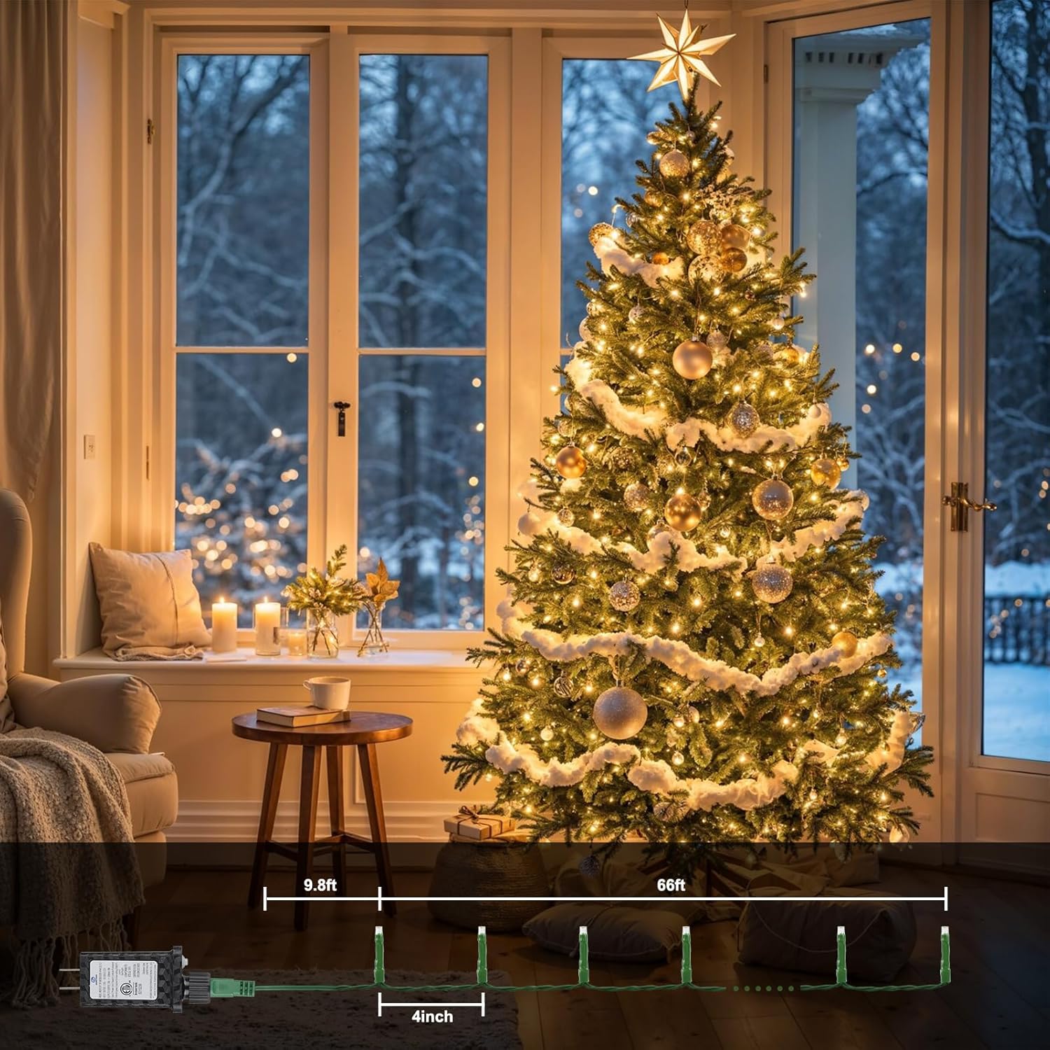 LukLoyok String Lights – 66 ft Cozy Living Room Fairy Lights, 8 Mode Warm White Indoor Decor for Shelves and Mantels