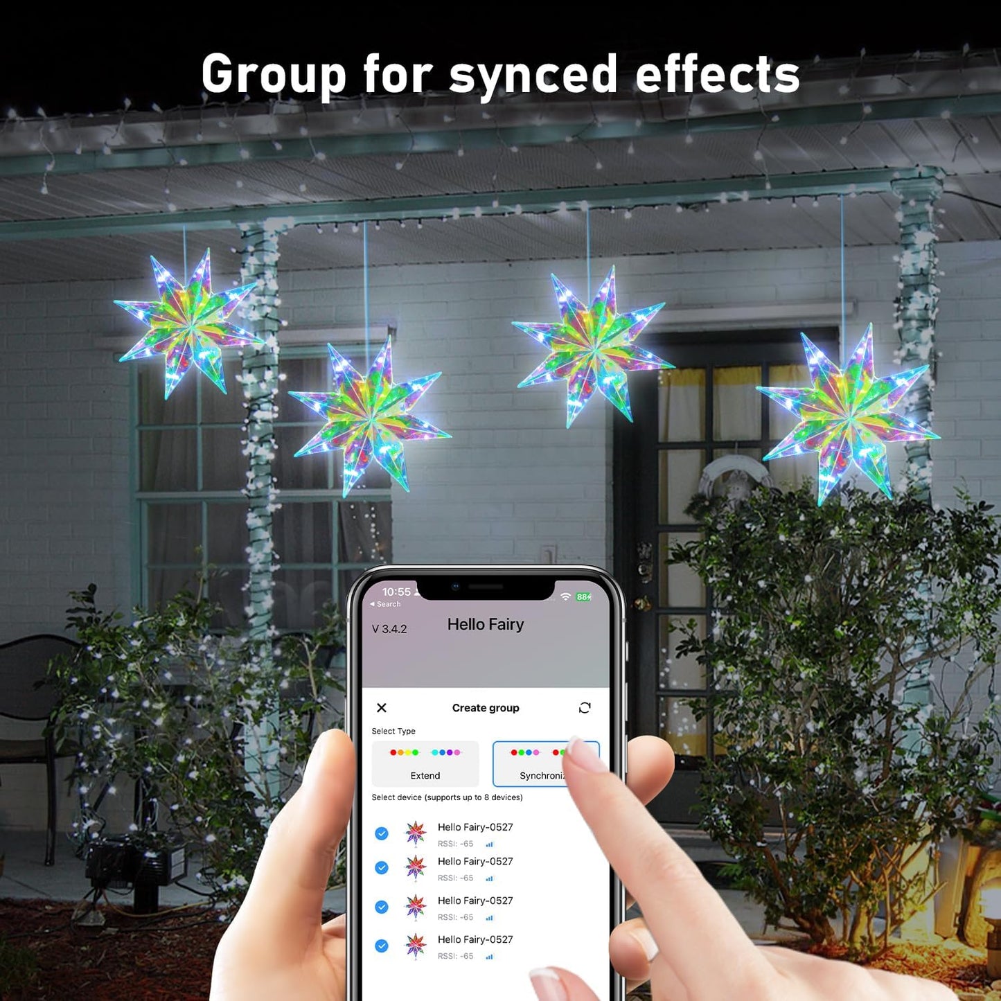 LumaGlow Holographic Star Topper – Modern Living Room Christmas Centerpiece, 16M Color RGB Mood Lighting