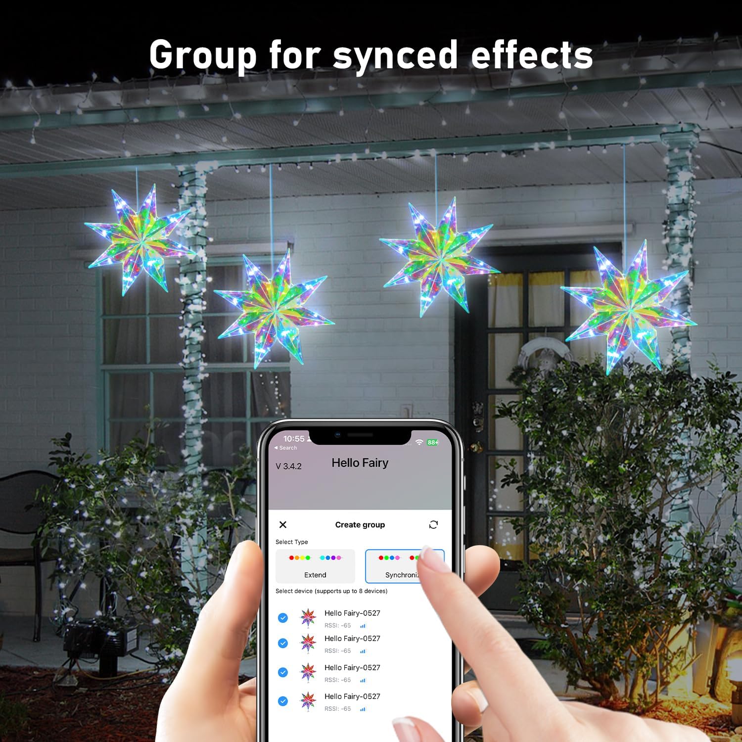 LumaGlow Holographic Star Topper – Modern Living Room Christmas Centerpiece, 16M Color RGB Mood Lighting