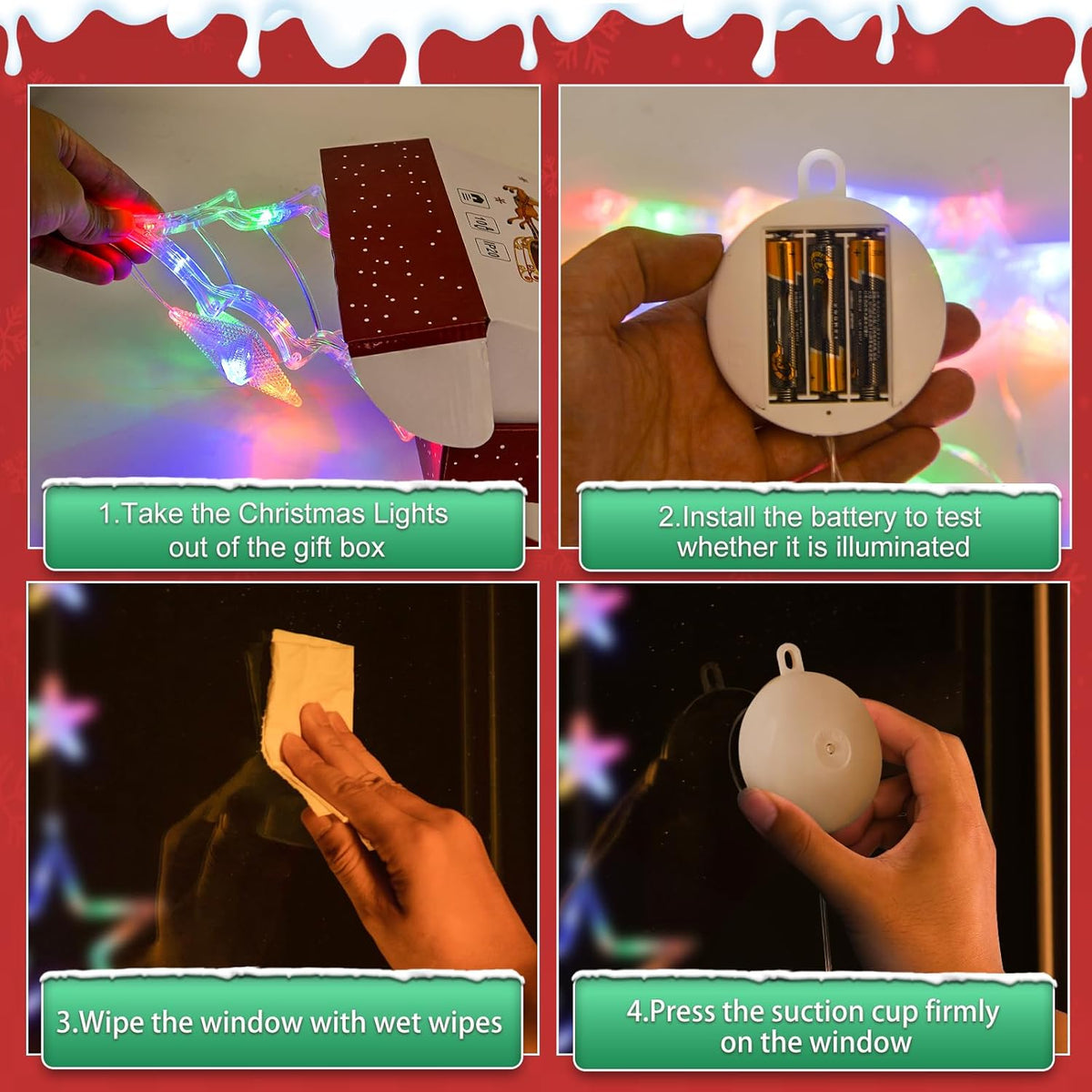 Lumalights Christmas Window Silhouette Lights – Cozy Living Room Decor with Timer & Suction Cups