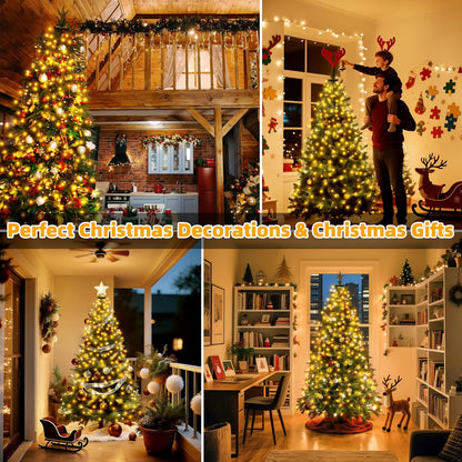 Lumastream Hanging Ring Christmas Tree Lights – 300 LED Warm White Drape Lights for Cozy Living Room Holiday Aesthetic