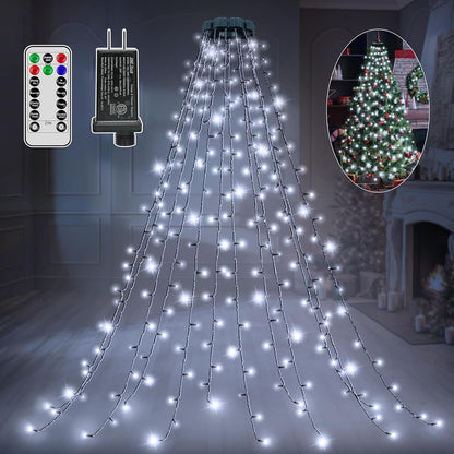 Lumastream Hanging Ring Christmas Tree Lights – 300 LED Warm White Drape Lights for Cozy Living Room Holiday Aesthetic