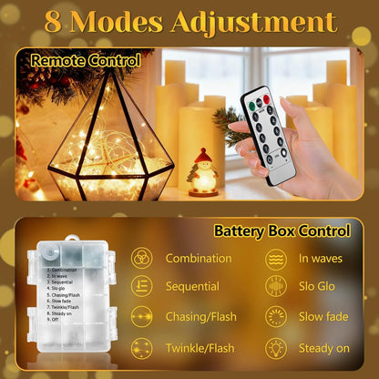 LumBliss Fairy Lights – Thoughtful Birthday Gift for Mom, 67Ft Battery Operated String Lights with Remote for Bedroom