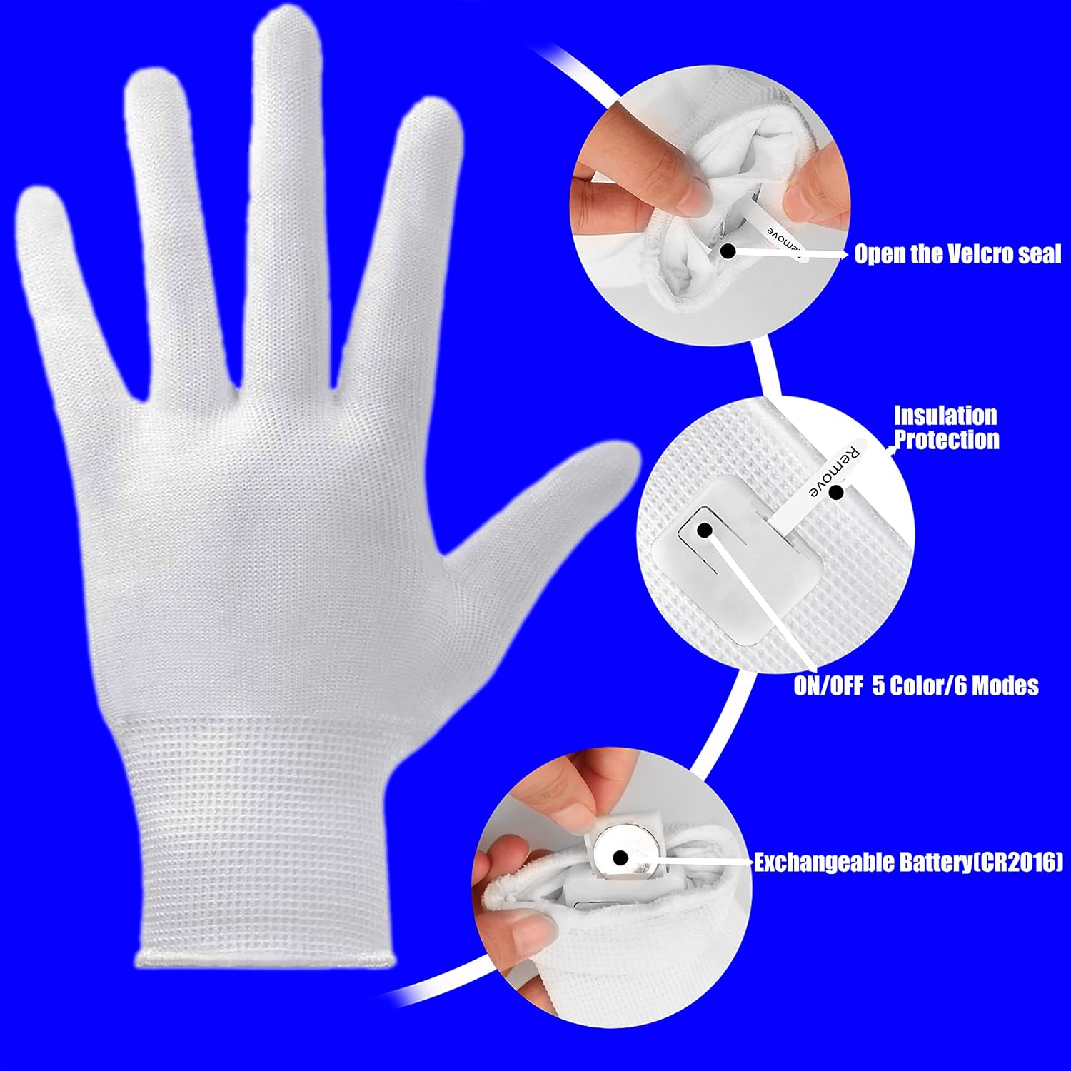 LumenGlow LED Gloves - Fun Birthday Gift for Teens and Kids with 5 Colors and 6 Light Modes for Halloween and Holiday Parties