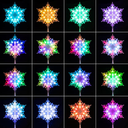 Lumichain Smart Snowflake Tree Topper – App-Controlled Holiday Centerpiece for Living Room Christmas Display