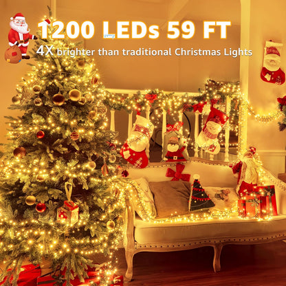 Lumicharm Cluster Lights 59ft – Cozy Bedroom Decor with Warm White Glow and 8 Modes