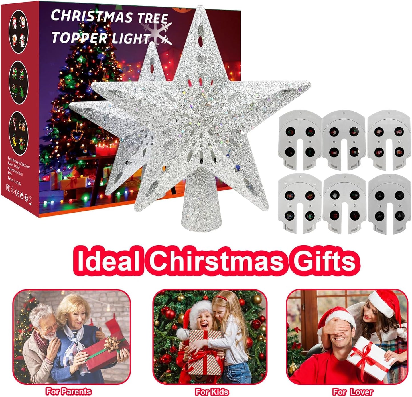 Lumichroma Christmas Tree Topper Projector – Ready-to-Give Holiday Gift Box for Mom and Grandparents