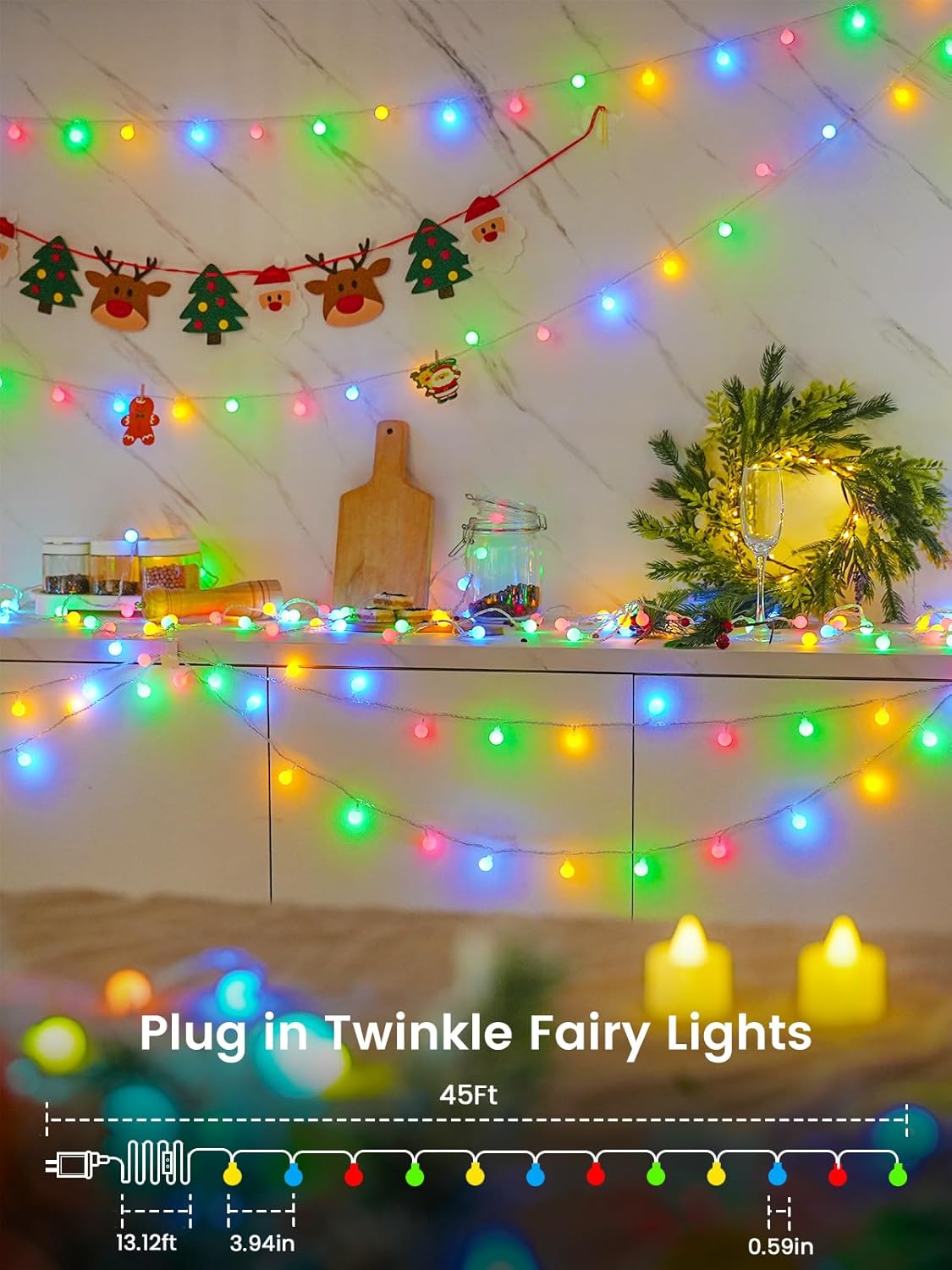 Lumify Home Smart Globe String Lights – 46ft RGB LED Mood Lighting for Cozy Living Room & Bedroom Decor with App and Remote Control