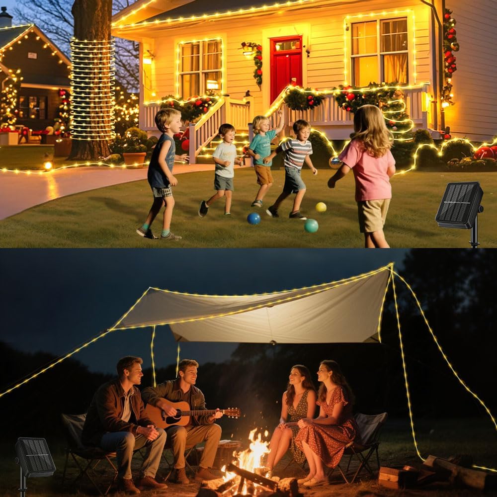 Lumify Solar Rope Light 39FT 100LEDs Waterproof IP65 Outdoor String Light for Patio Camping and Backyard Parties