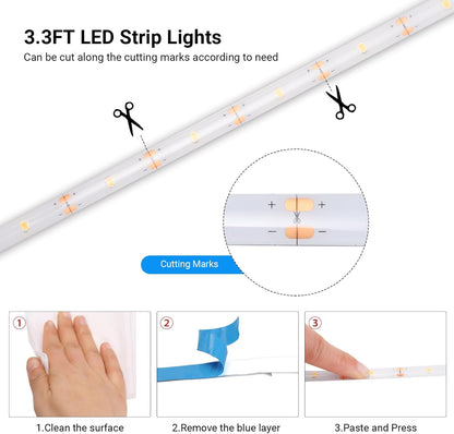 LumifyHome Battery Powered Strip Lights White – Cozy Bedroom Decor Accent with Dimmable Remote and Timer