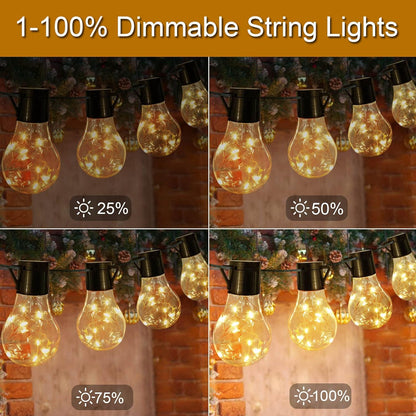 LumifyPro Battery Operated Outdoor String Lights 25ft with 20 Hanging LED Bulbs, IP65 Waterproof Patio Lights for Balcony Backyard Camping