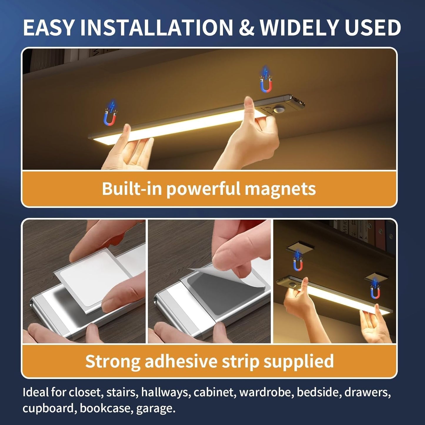 LuminEdge Motion Sensor Light – Flameless Under Cabinet Safety Light for Kitchens, Stairs & Hallways, Rechargeable LED