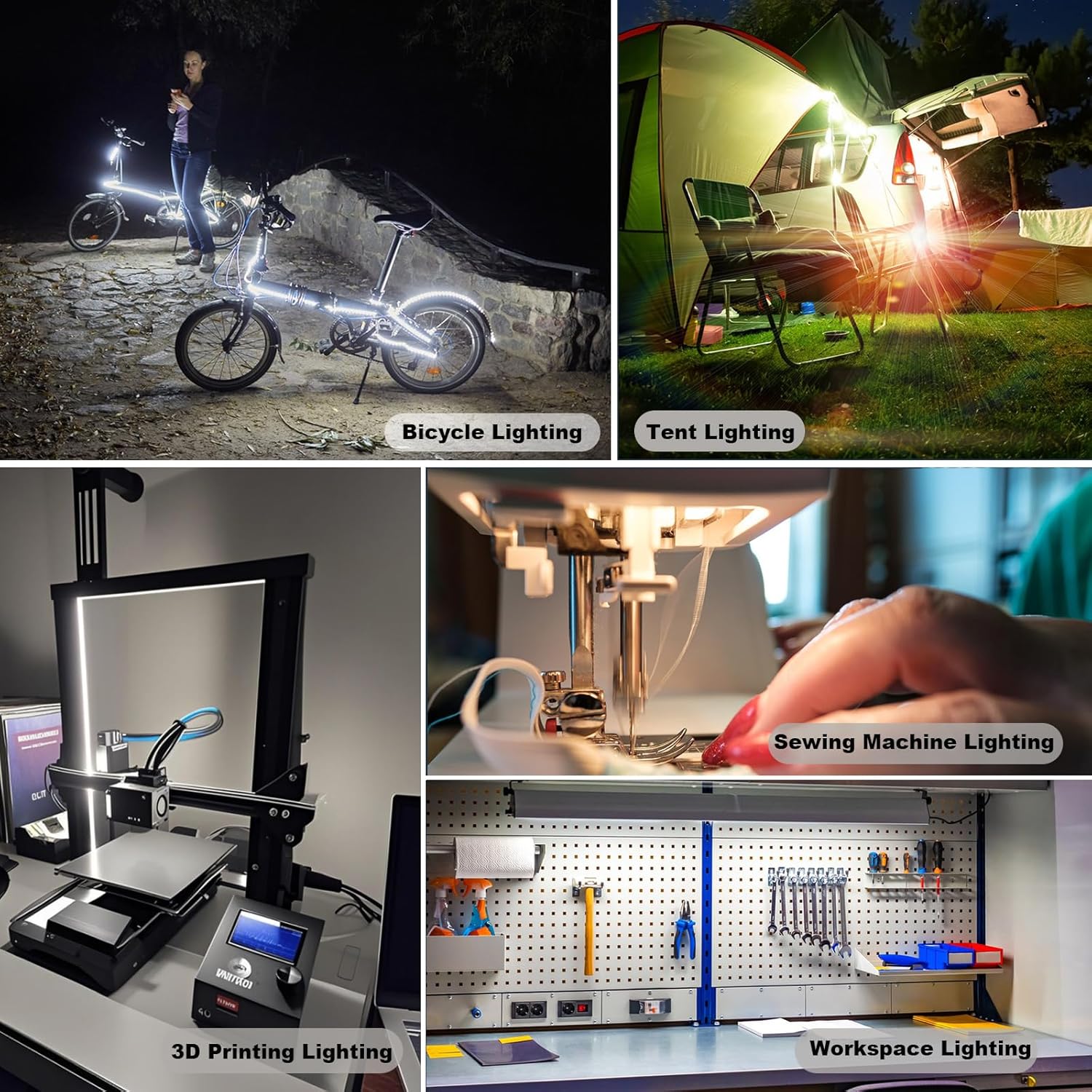 LuminGlow COB LED Strip – USB Task Light for Sewing Machine and Craft Desk, 5V CRI93+ Bias Lighting