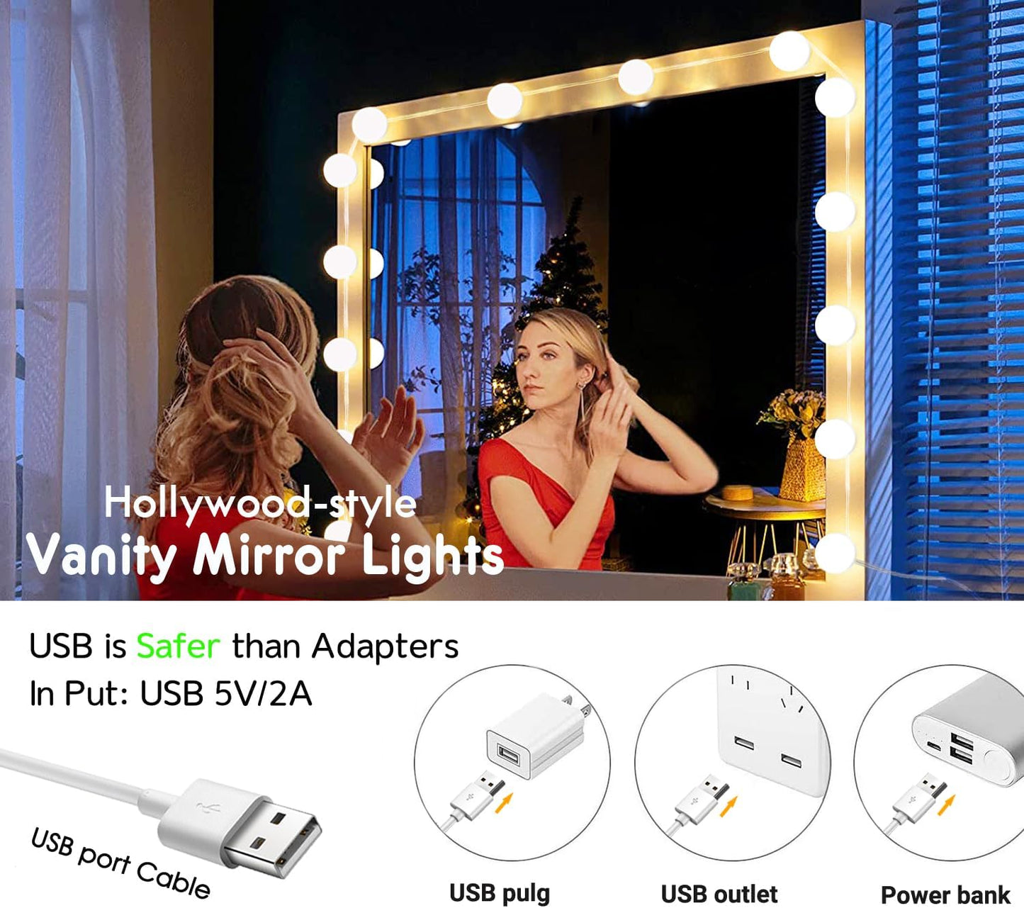 LuminGlow Hollywood Vanity Light Strip – Birthday Gift for Women, Dimmable LED Mirror Lights for Makeup Application