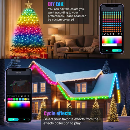 LuminGlow Smart RGB Fairy Lights 66ft with App Control – Thoughtful Birthday Gift for Women and Teens