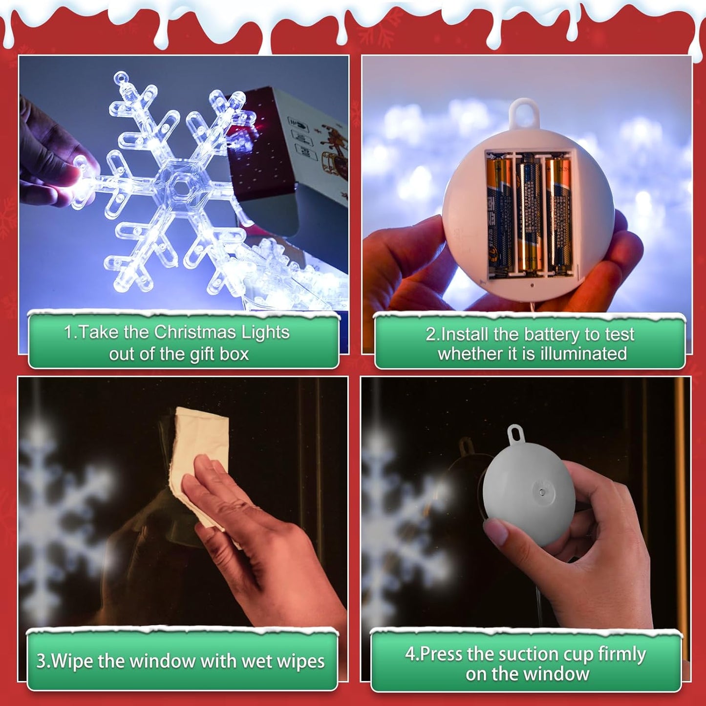 LuminGlow Snowflake LED Window Lights – Cozy Christmas Living Room & Bedroom Decor with Auto Timer