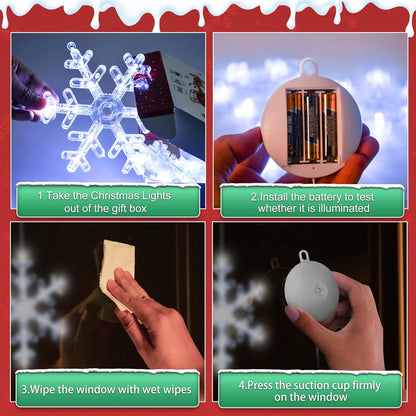 LuminGlow Snowflake LED Window Lights – Cozy Christmas Living Room & Bedroom Decor with Auto Timer