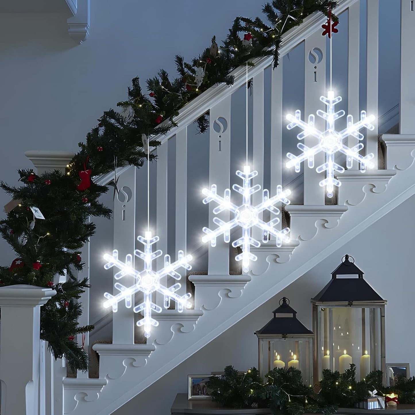 LuminGlow Snowflake LED Window Lights – Cozy Christmas Living Room & Bedroom Decor with Auto Timer