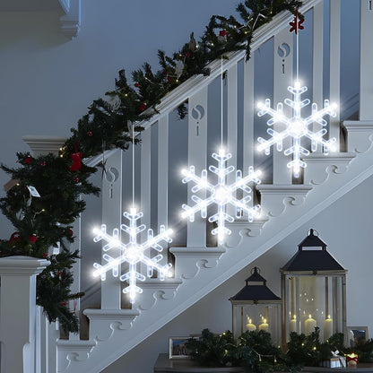 LuminGlow Snowflake LED Window Lights – Cozy Christmas Living Room & Bedroom Decor with Auto Timer