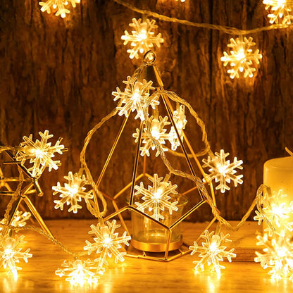 LuminGlow Snowflake String Lights – Cozy Bedroom Aesthetic, 20Ft Battery Operated Fairy Lights for Living Room Ambiance