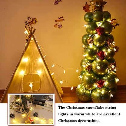 LuminGlow Snowflake String Lights – Cozy Bedroom Aesthetic, 20Ft Battery Operated Fairy Lights for Living Room Ambiance