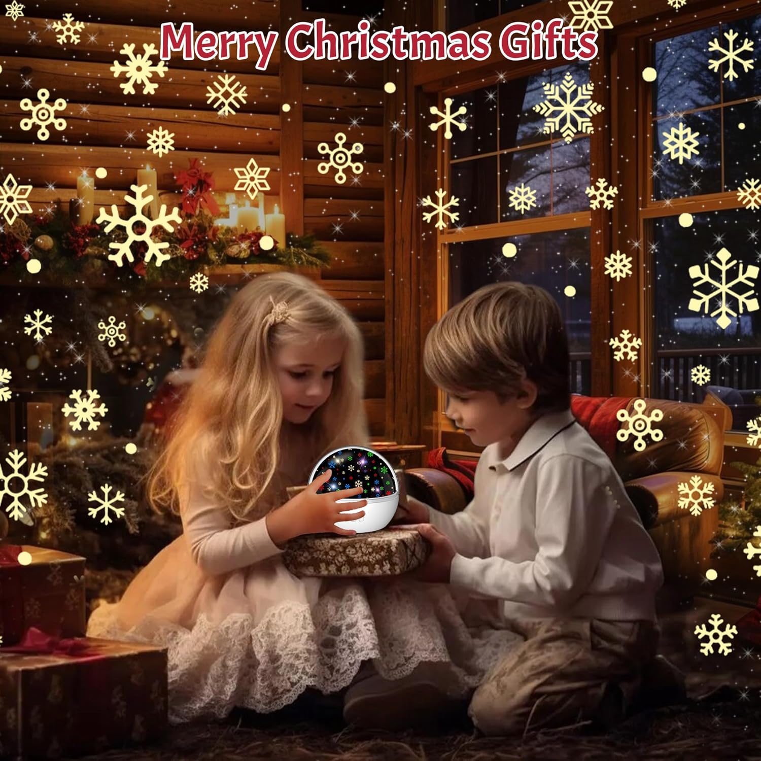 LuminoCrib Snowfall & Starry Night Light – Child-Safe Bedtime Projector for Nursery and Toddler Bedroom