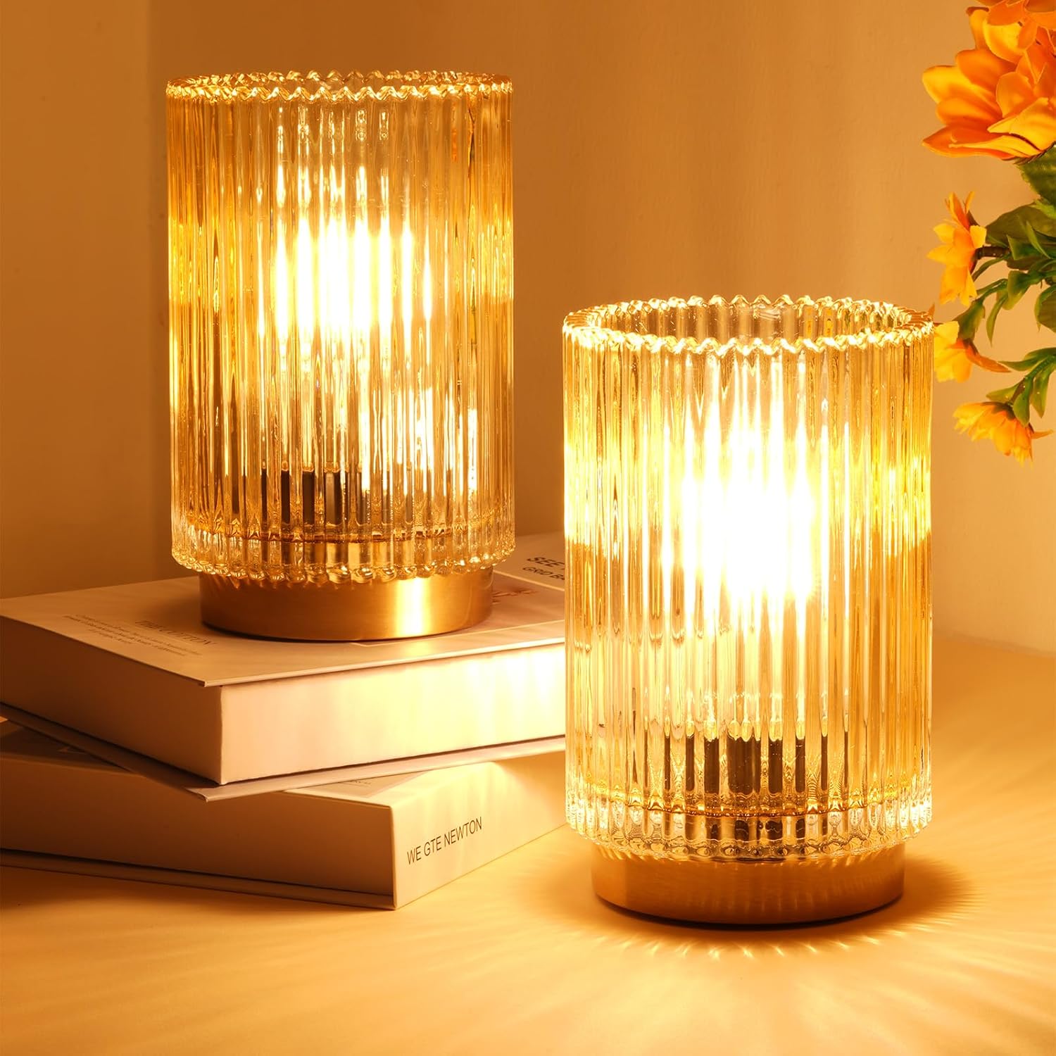 Luminous Glass Cordless Table Lamp for Cozy Bedroom Decor and Ambient Living Room Styling
