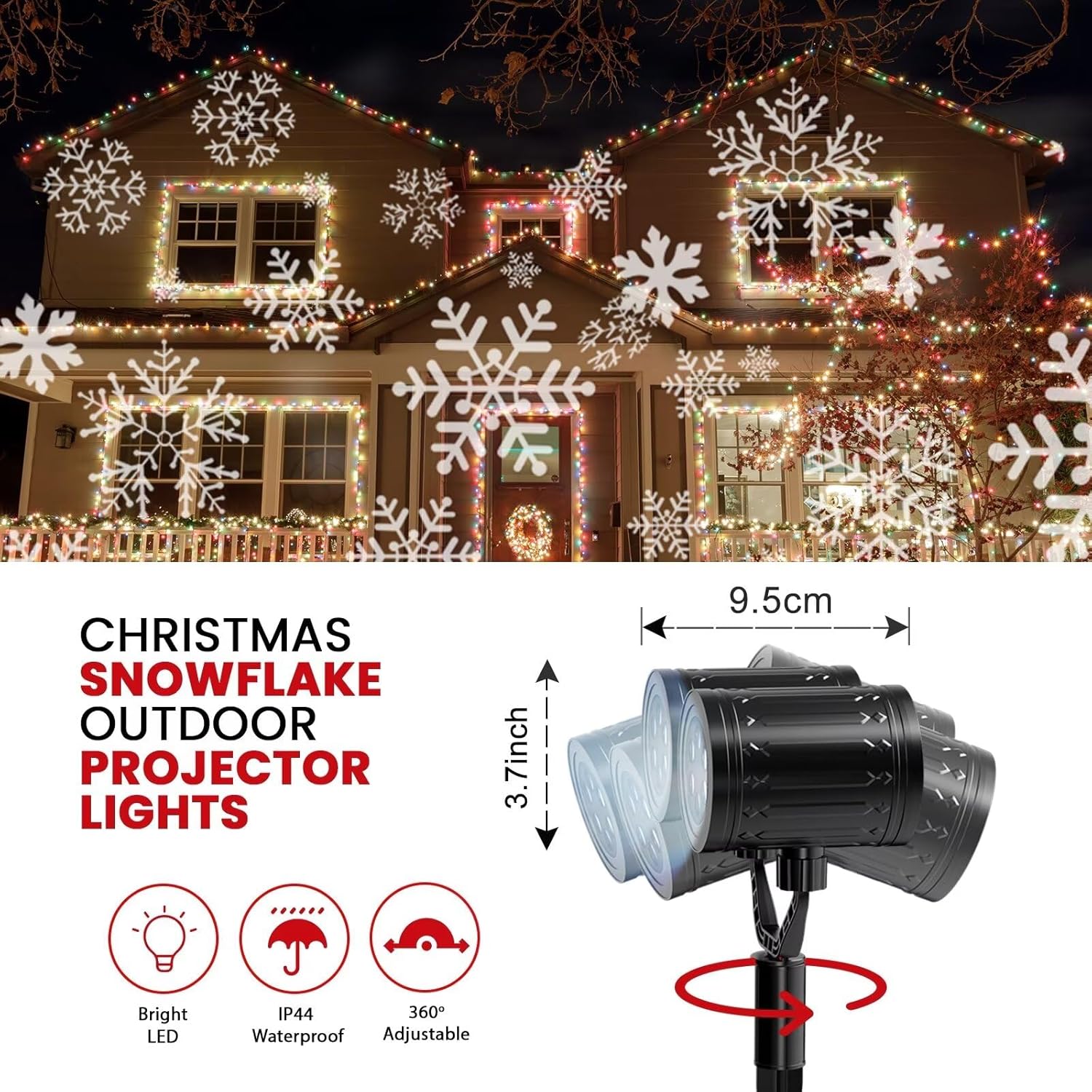 LUMINOUS Winters Night Snowflake Projector – Thoughtful Christmas Gift for Mom, Indoor Outdoor Holiday Décor Light