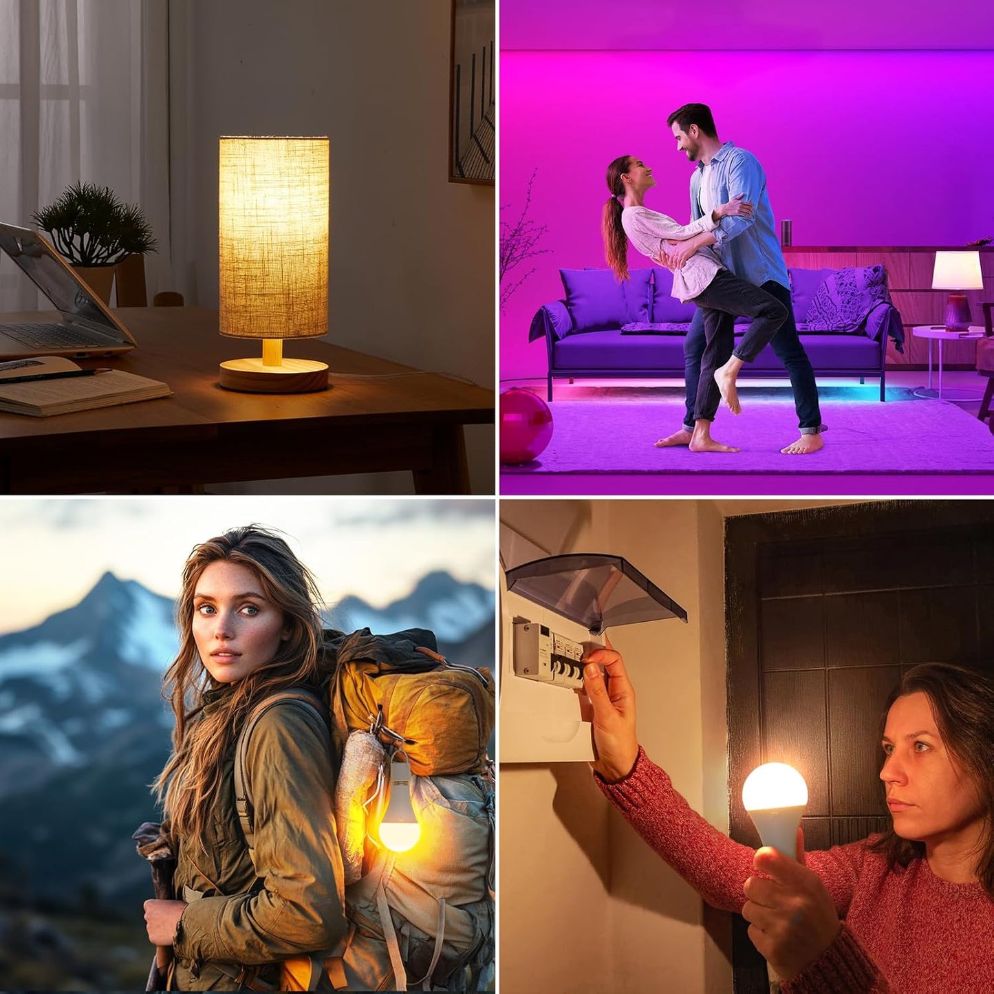 LuminWick A19 Rechargeable LED Bulb – Cozy Bedroom Decor with 15 Colors and Warm Ambient Glow