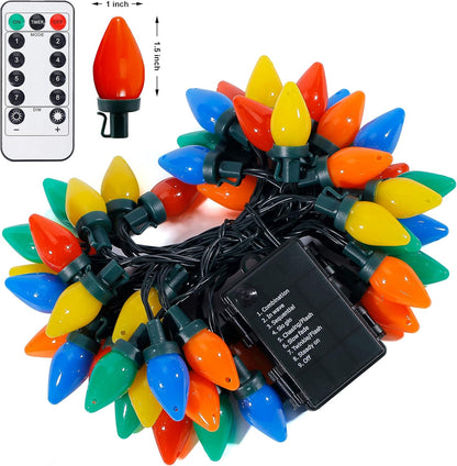 LumioGlow C7 String Lights - Living Room Mantel Decor with 8 Modes and 6hr Auto Timer