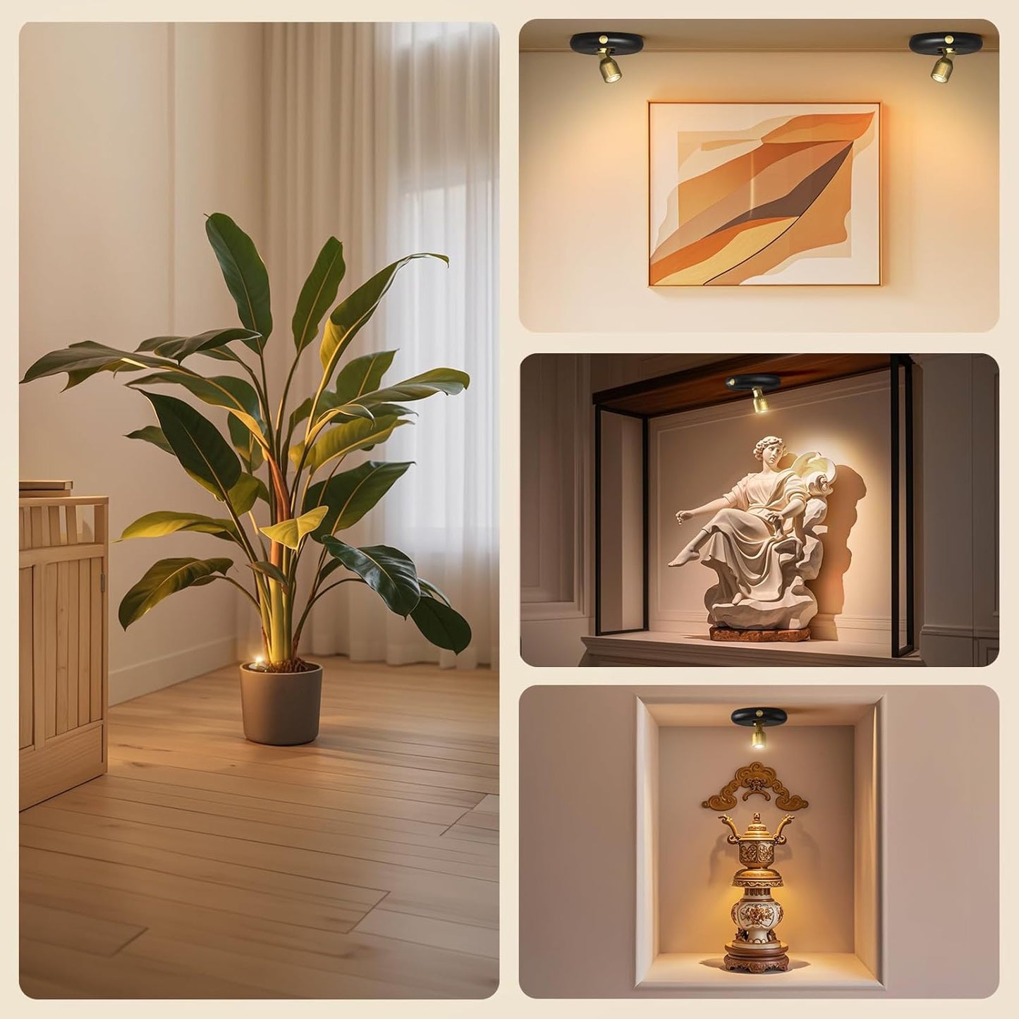 LUMIORA Rechargeable LED Accent Spotlight for Living Room Gallery Walls, Dimmable Warm Picture Light for Framed Art and Plants