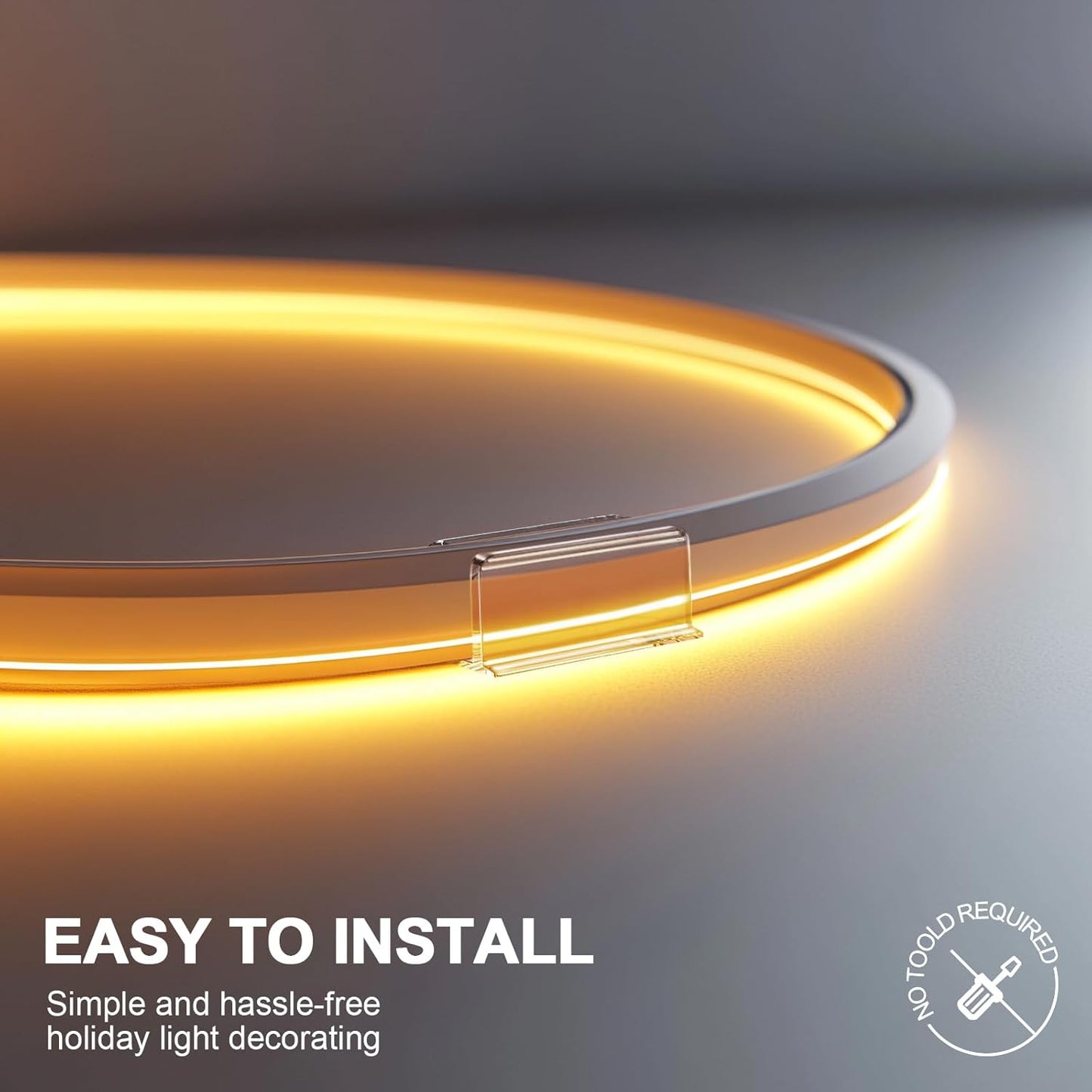 Lumistrip Clear Neon Rope Light Clips - Invisible Wall Mounting for Bedroom Ambient LED Decor