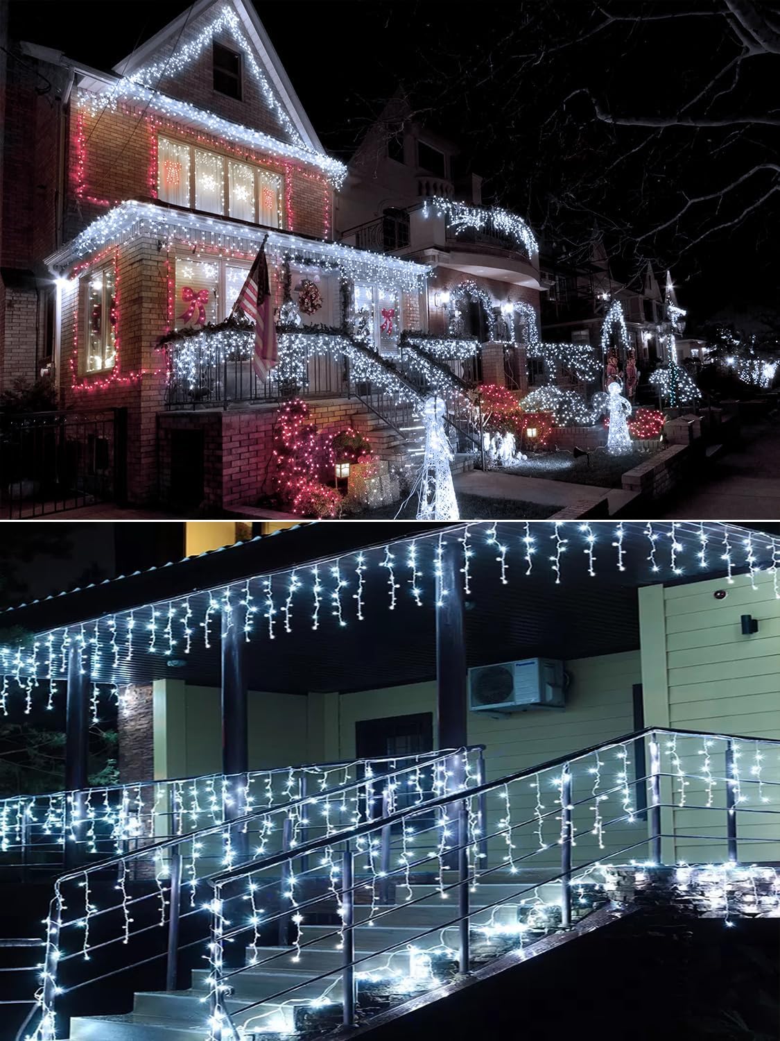 Lumivox Icicle Lights – 32.8ft Outdoor Patio String with 400 LEDs and 8 Modes for Christmas Garden Parties