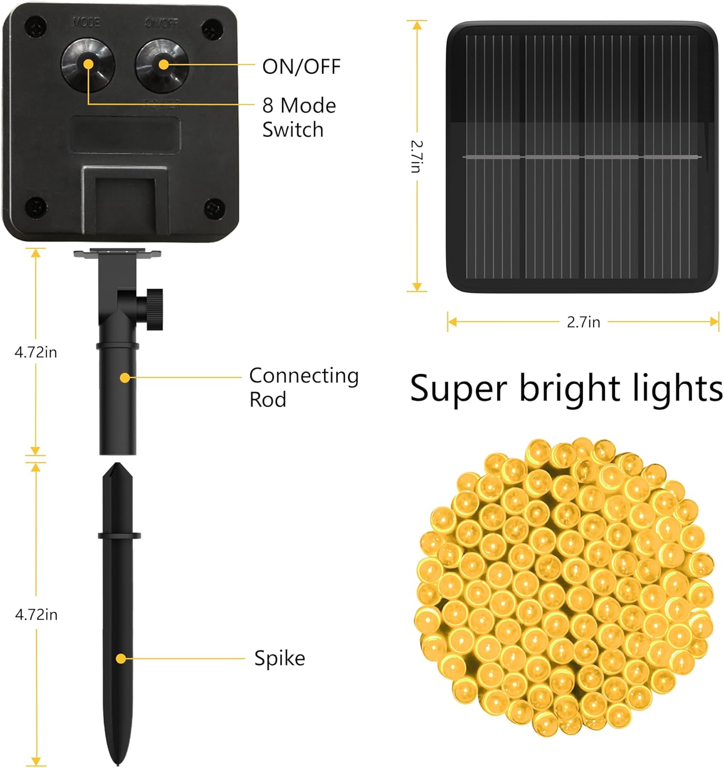 Lumivox Solar String Lights – 32.8ft Outdoor Patio Lights with 8 Modes, Waterproof LED for Backyard and Camping