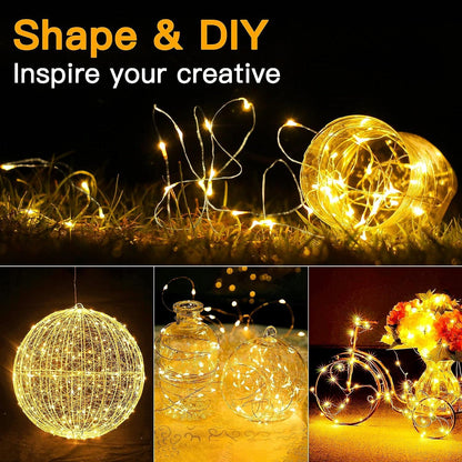 Lumoonos Fairy Lights – Cozy Bedroom Decor with 20 Warm White LEDs on Bendable Silver Wire