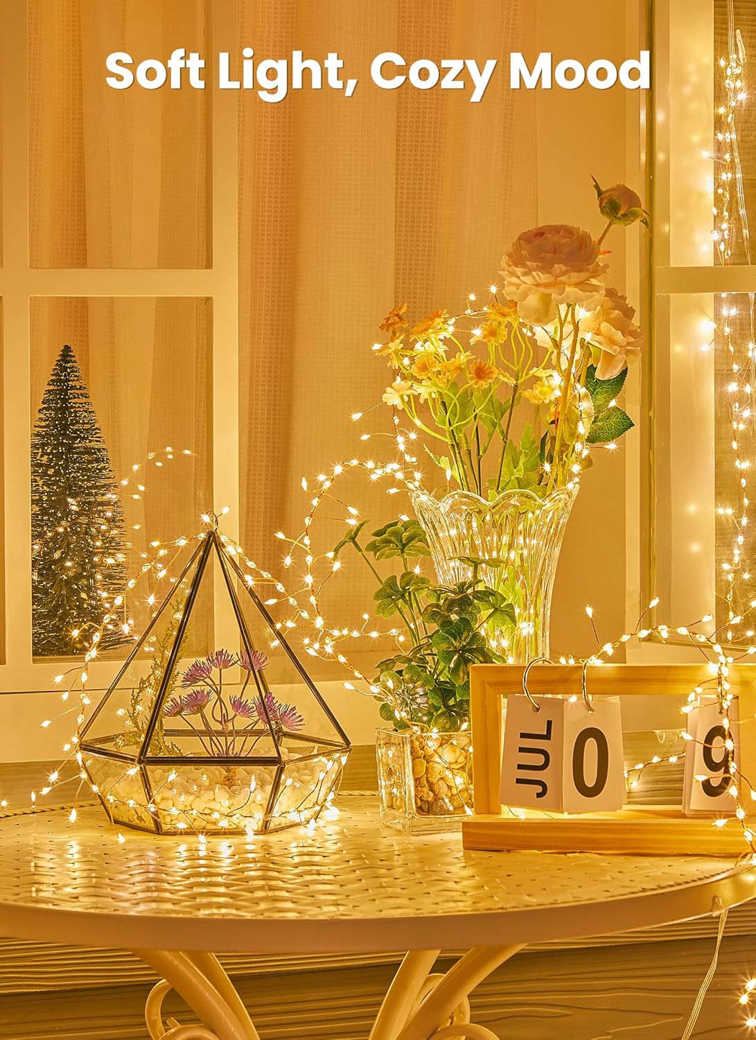 Lumoonos Plug in Fairy Lights – Cool to Touch LED String Lights Safe for Kids and Pets