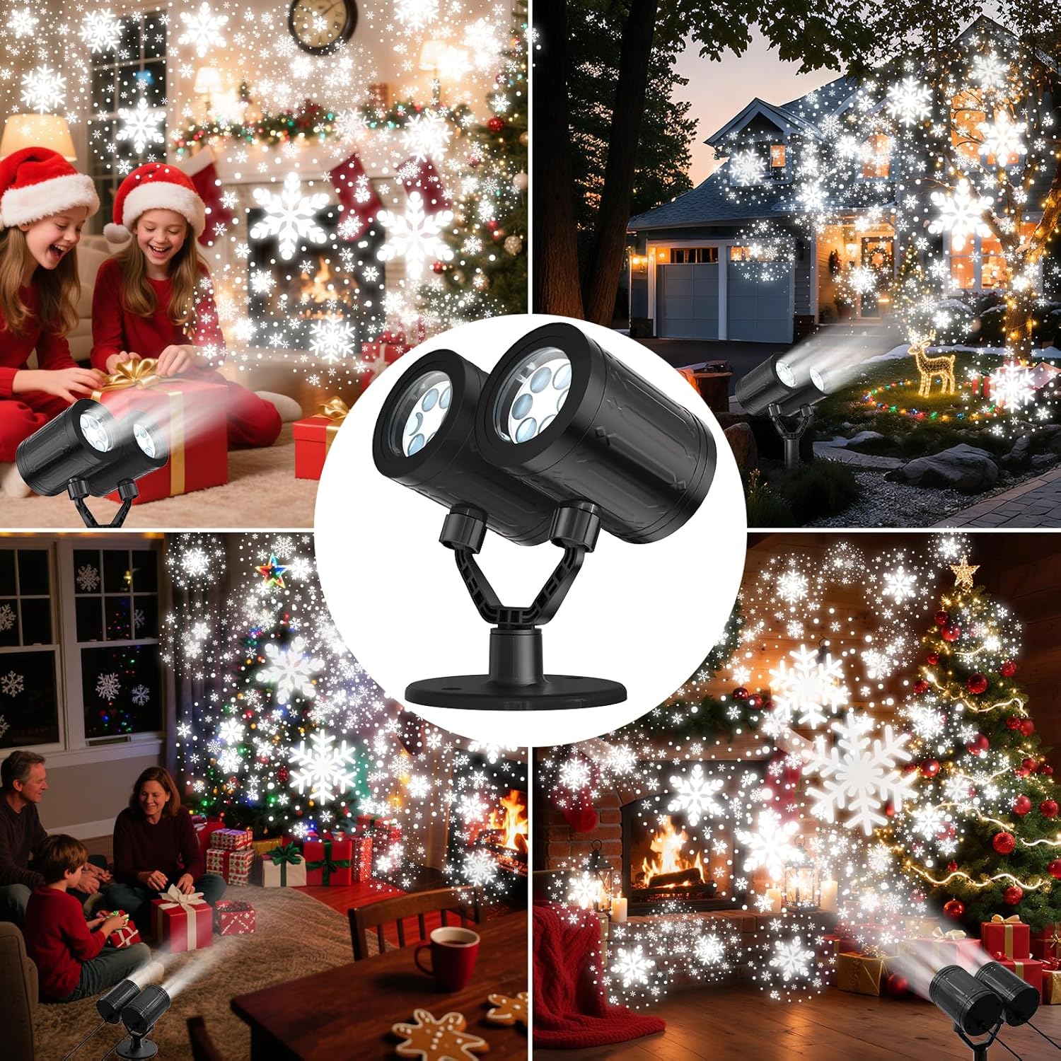 Lumora Glow Snowfall Projector Lights – Cozy Living Room Ambiance for Christmas Tree Side Display