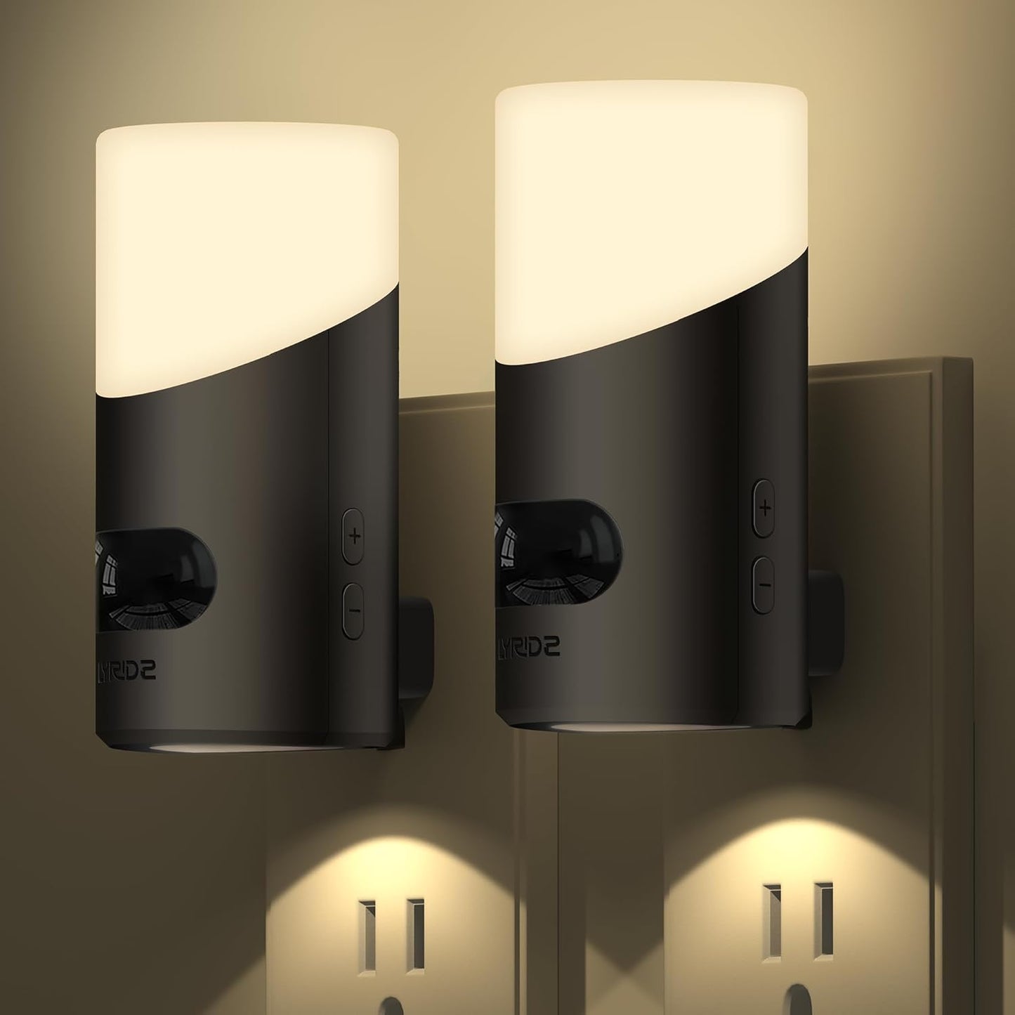 Lyridz LED Motion Night Light – Child-Safe Plug-in Nursery Light for Diaper Changes and Midnight Feedings, Dimmable 2 Pack