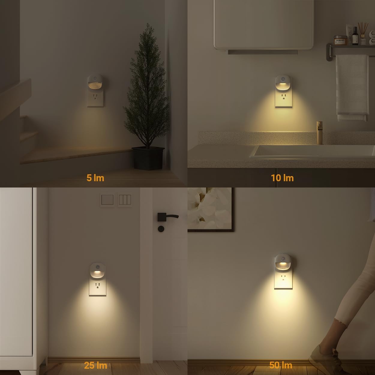 Lyridz Night Light – 0.6 Inch Low Profile Plug in Design for Clean Modern Interiors, Dimmable Warm LED