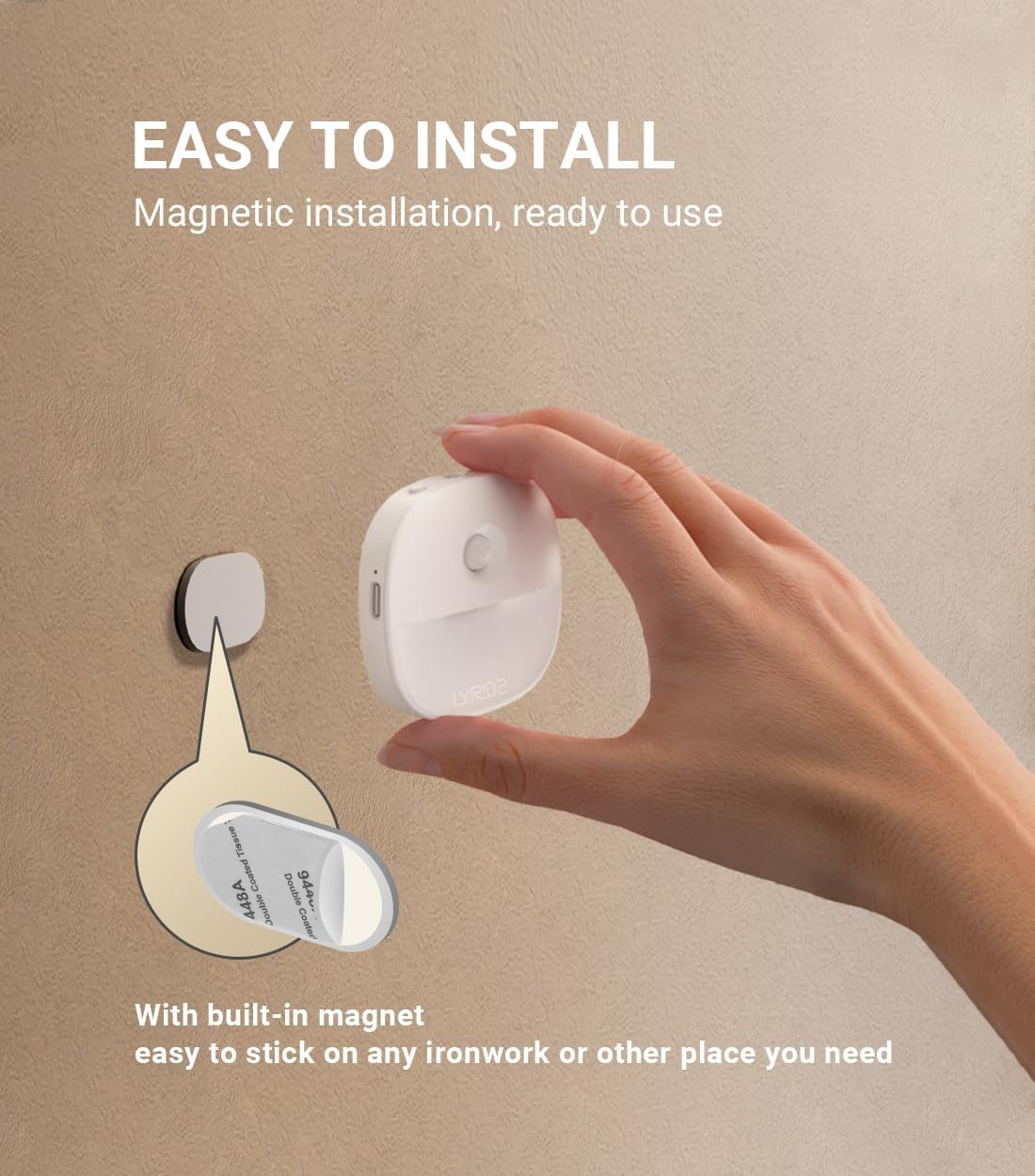 Lyridz Rechargeable Night Light – Soft Warm Nursery Light for Sleeping Babies and Toddlers, Motion Activated